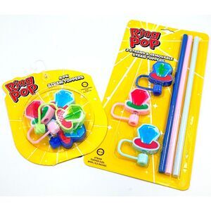 Ring Pop Double Collection Novelty Straws and Jewel Toppers Set